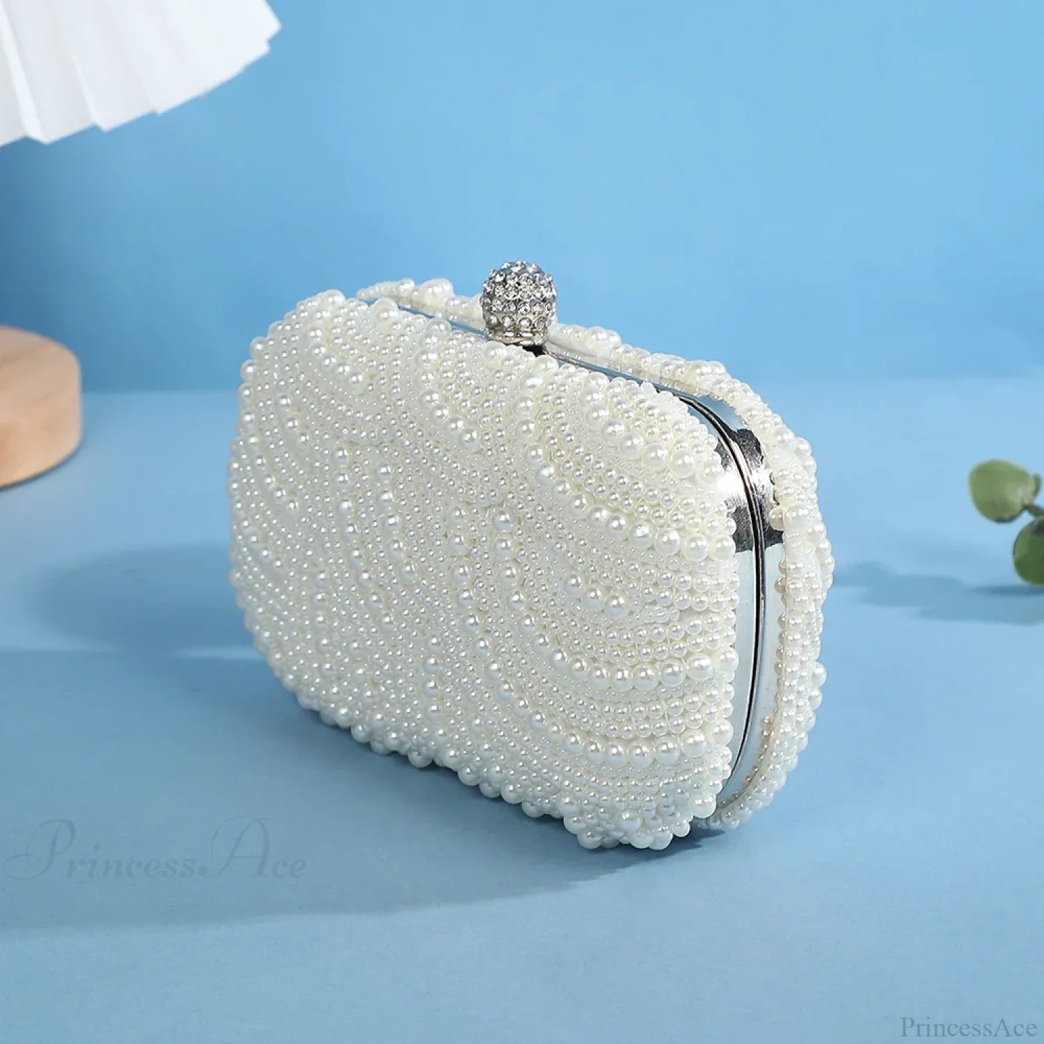 Retro Luxurious Pearl Wave Style Evening Clutch Bag WHITE clutchbag-250126