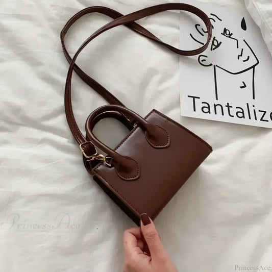 Retro Mini Crossbody Square Handbag Women’s Shoulder Bag Dark Brown handbag-250126