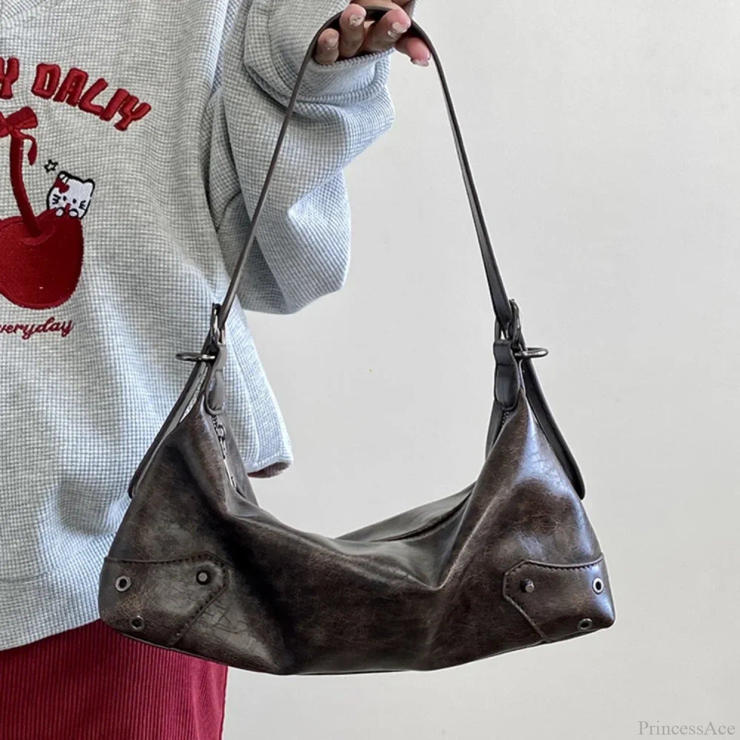 Retro PU Leather Y2K Shoulder Bag Brown shoulder-250126