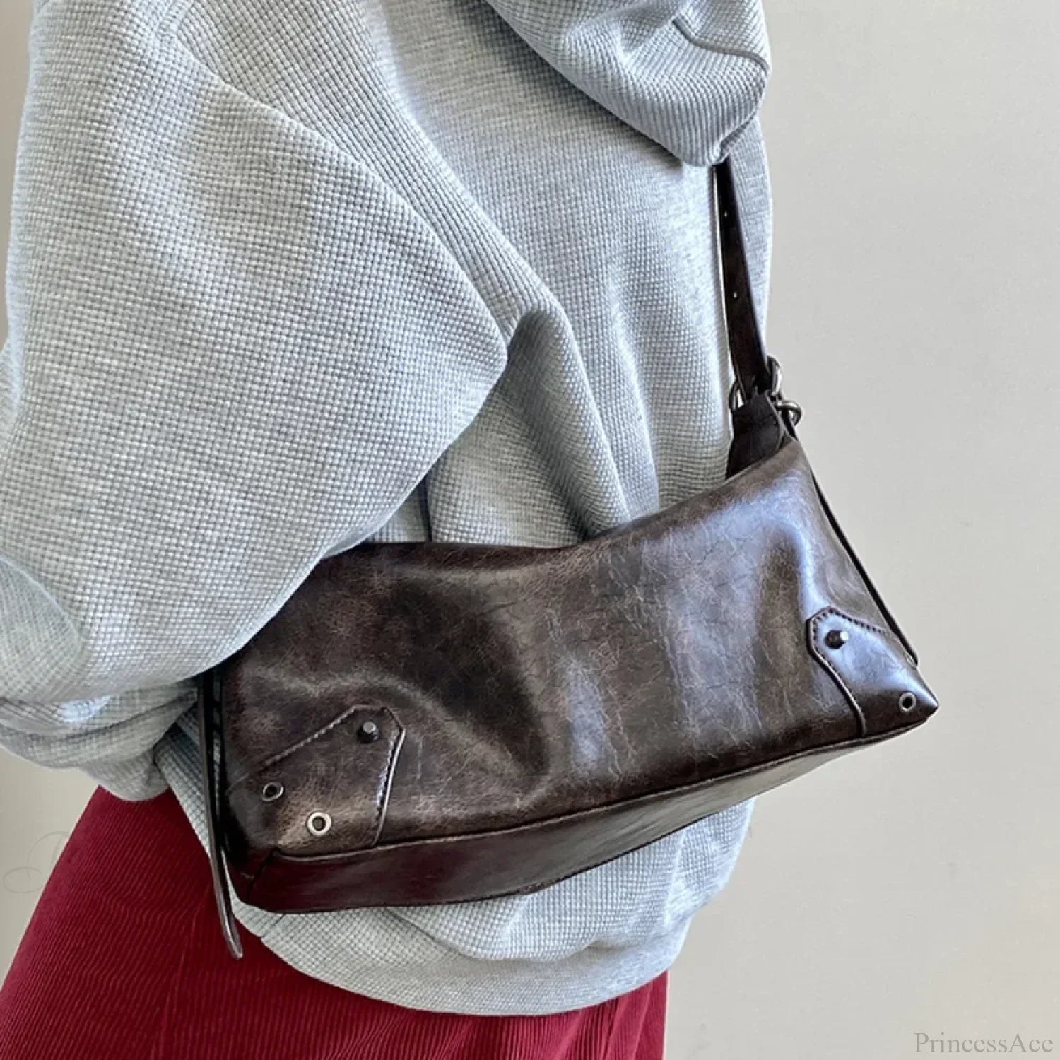 Retro PU Leather Y2K Shoulder Bag Brown shoulder-250126