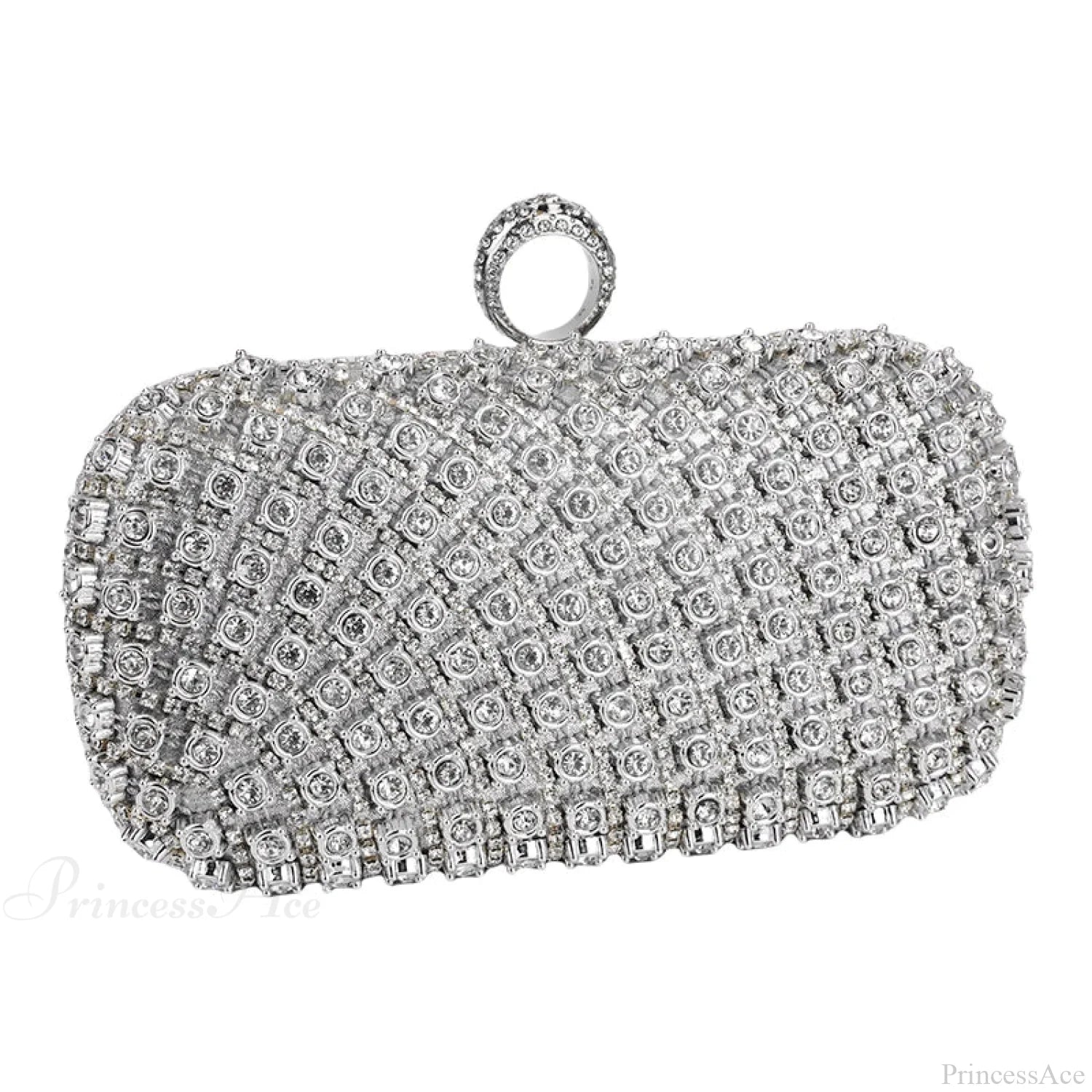 Rhinestone Square Purse Designer Shoulder Bag Evening Bag Silver clutchbag-250126