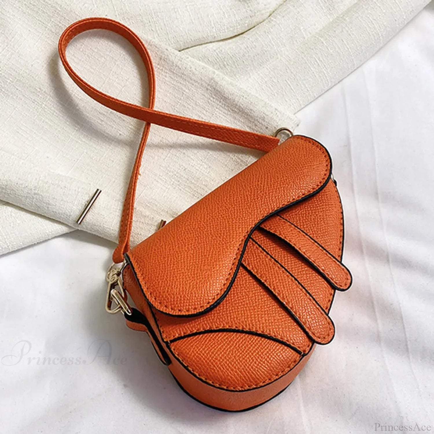 Saddle Messenger Leather Crossbody Shoulder Handbag Orange handbag-250126