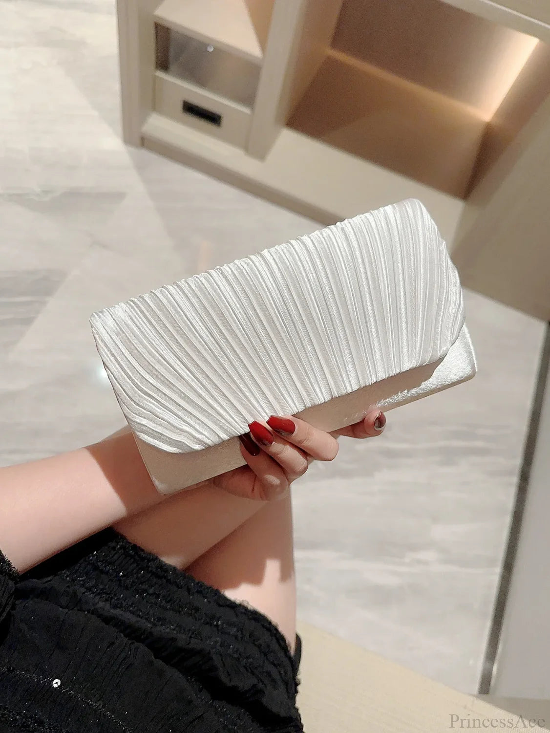 Satin Pleated Rhinestone Wedding Evening Clutch Bag 042bai clutchbag-250126