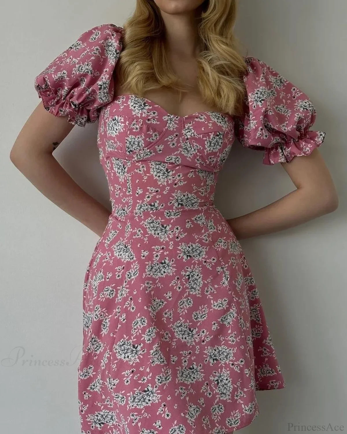 Sexy Floral Print Wrap Floral Dress Pink / S oldfloraldress-250126