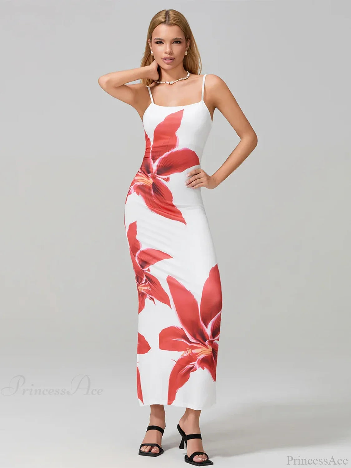 Sexy Spaghetti Straps Bodycon O-neck Wrap Cami Floral Dress floraldress-250126