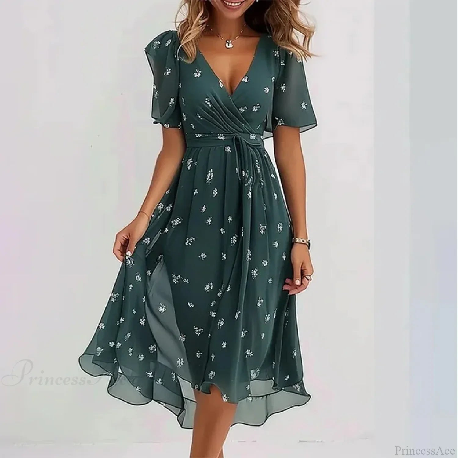 Sexy V-neck Floral Swing Dress Color 2 / S oldfloraldress-250126