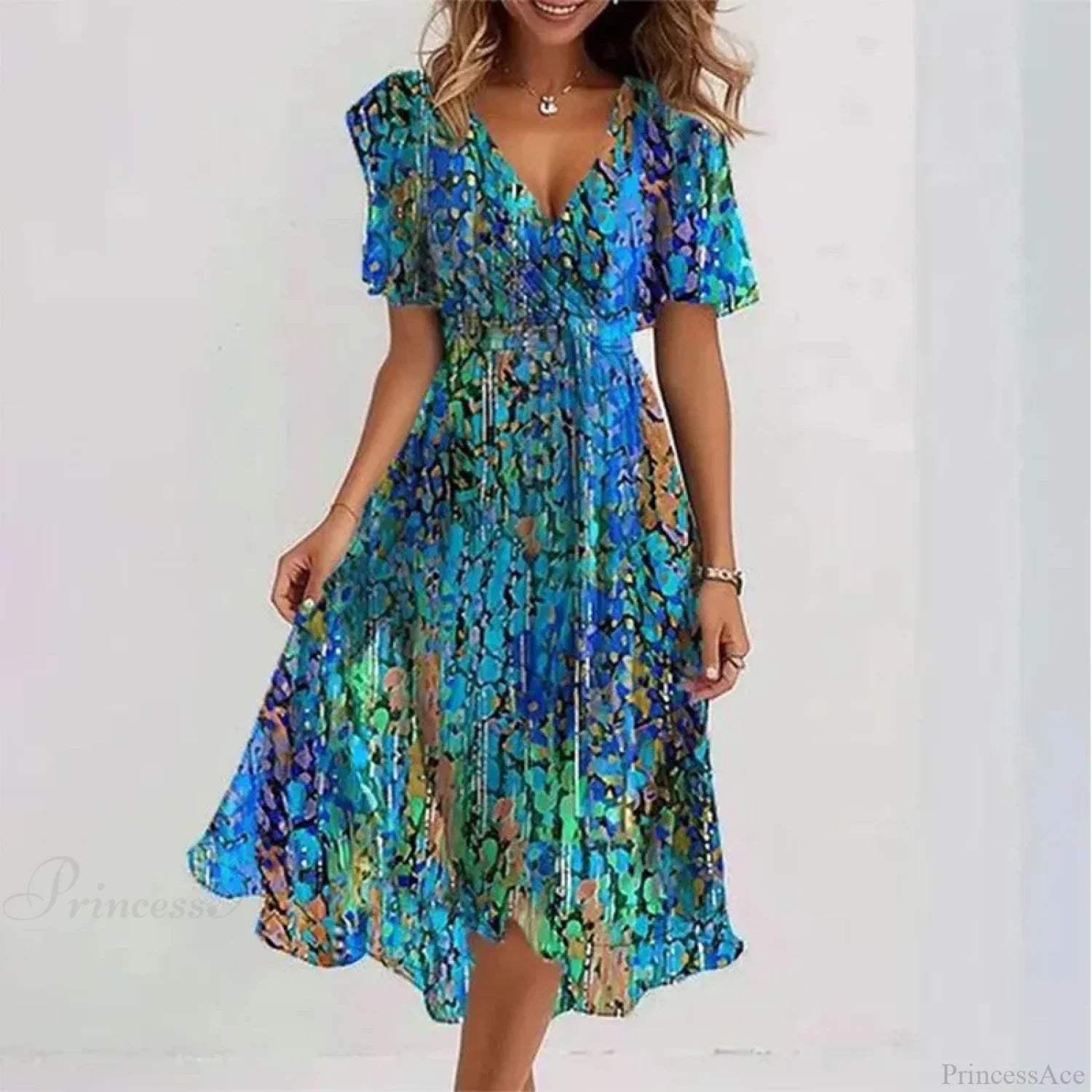 Sexy V-neck Floral Swing Dress oldfloraldress-250126