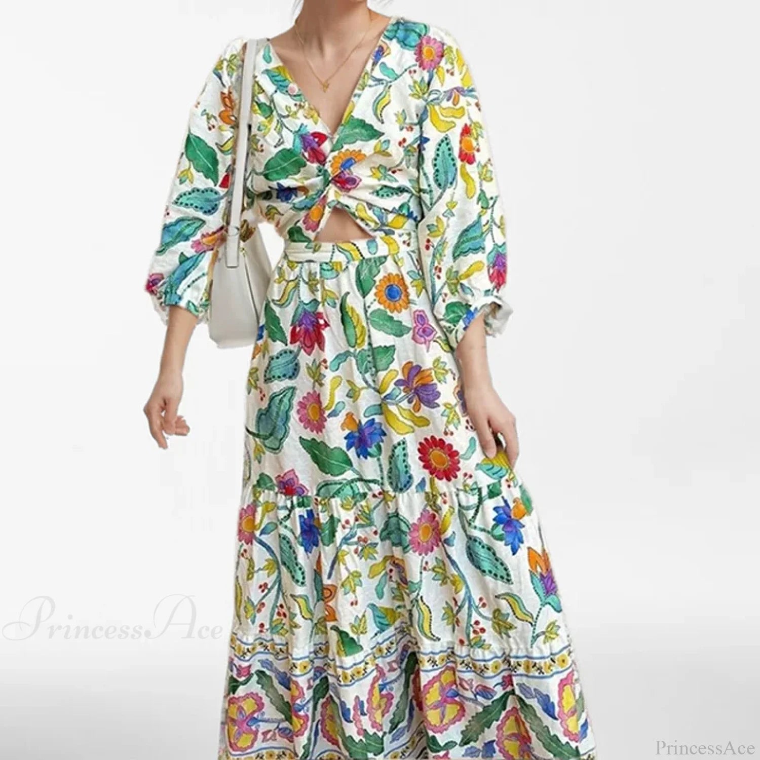 Sexy Waist Cinching Floral Dress Lavender / S oldfloraldress-250126