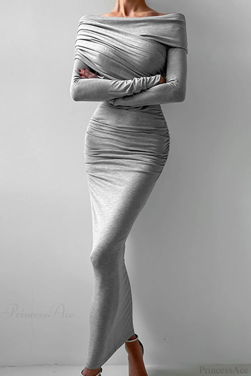 Sheath Off Shoulder Sleek Maxi Dress