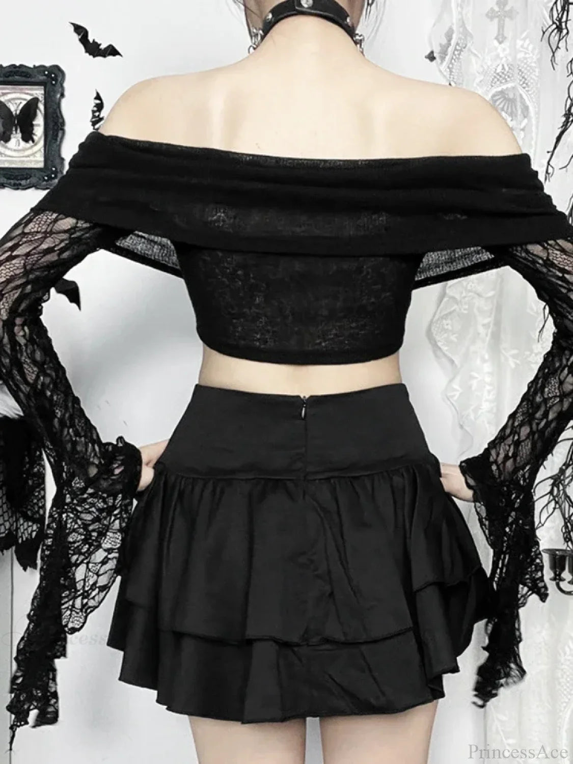 Sheer Off-shoulder Knit Top