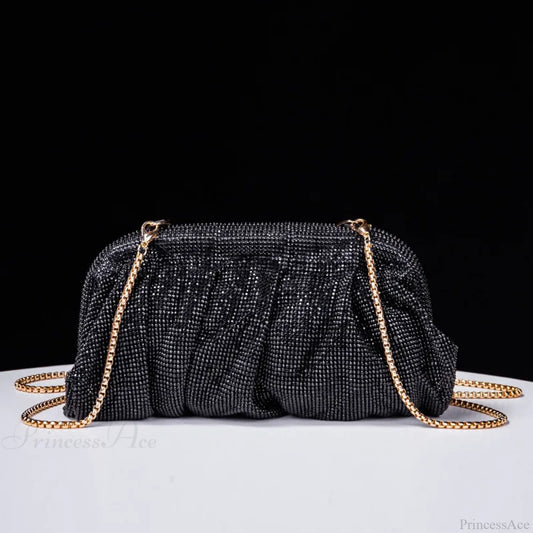 Shiny Rhinestone Wedding Clutch Wristlet Black wristlet-250126