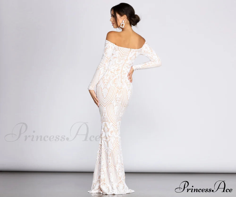 Sierra Sequin Off Charming The Shoulder Formal Dress S.o. Long Dresses