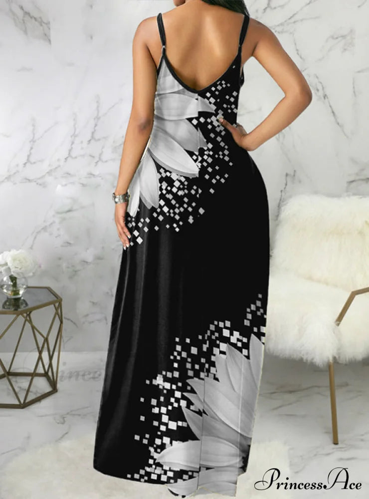 Slim Casual With Trim Ruffles Colorblock Women’s Gown Print L / Yellow Dresses