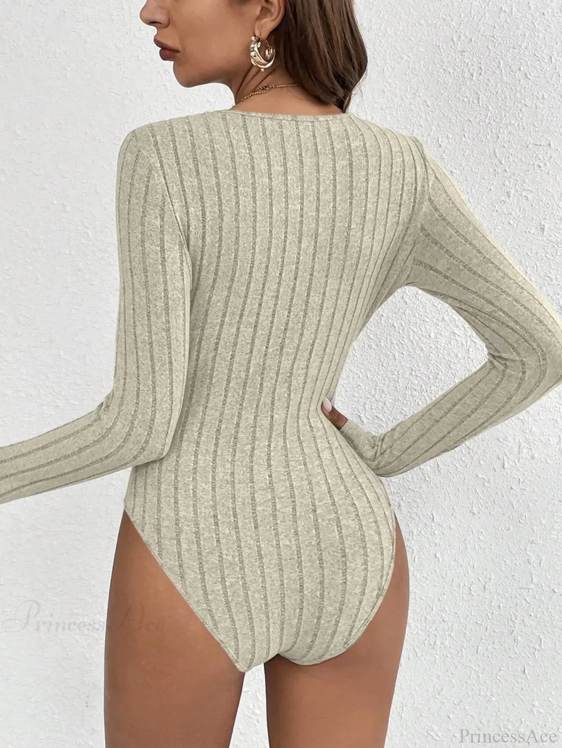 Slimming Solid Color V-Neck Lace Lace Onsie Women knittop-250126