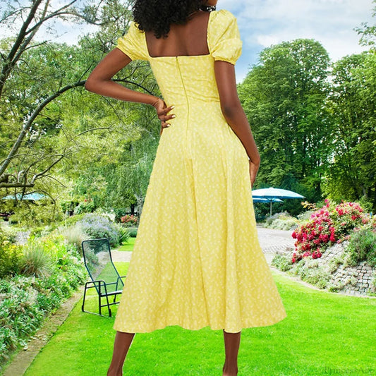 Small Fresh Floral Slim Fit Slit Camisole Floral Dress floraldress-250126