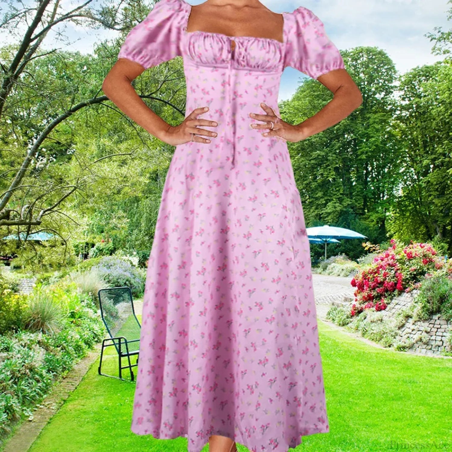 Small Fresh Floral Slim Fit Slit Camisole Floral Dress Lavender / S floraldress-250126