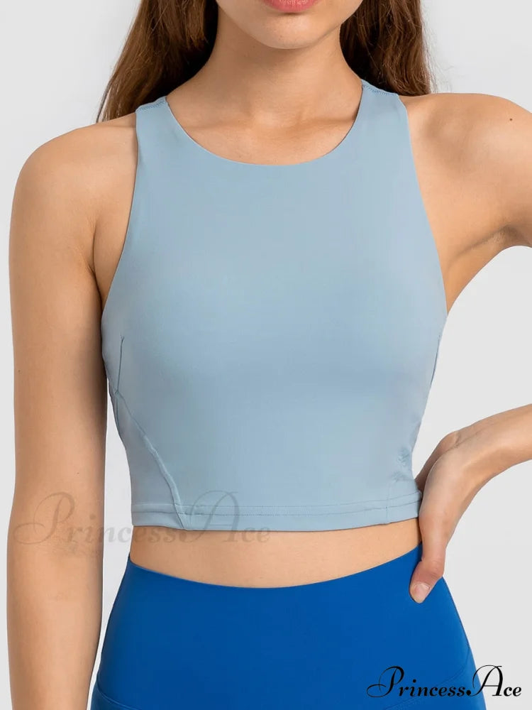 Solid Color Simpel Tank Top Bluish Grey / Xs