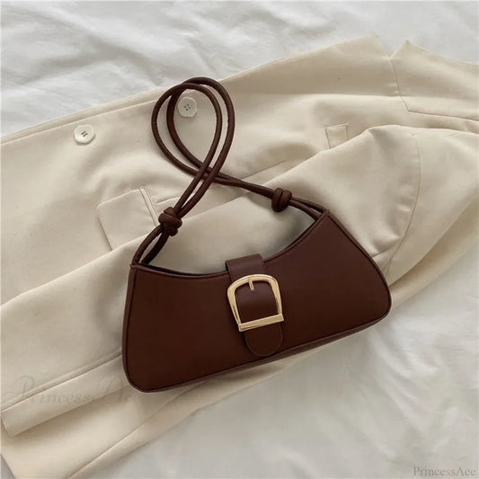 Solid Color Trendy Small Shoulder Bag Dark Brown shoulder-250126