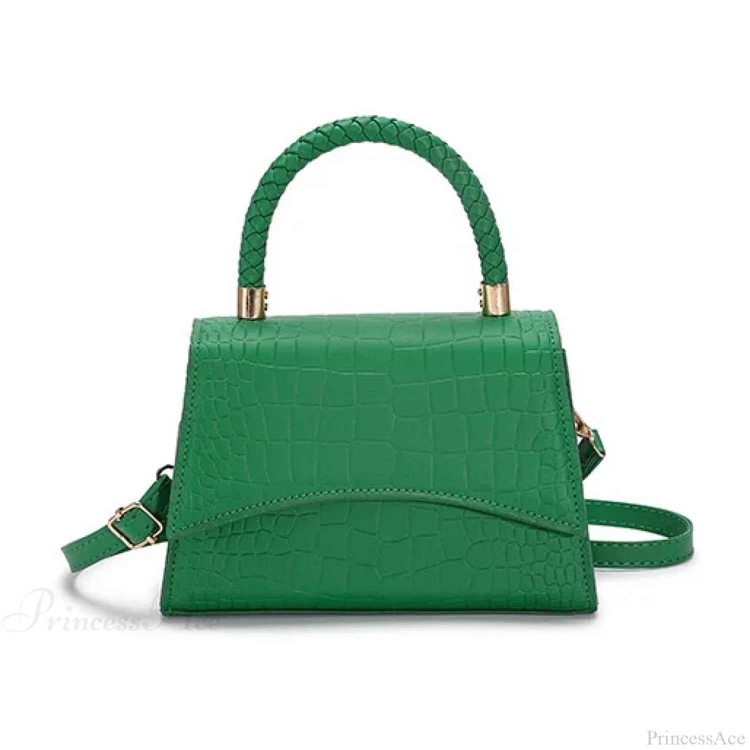 Solid PU Leather Designer Casual Crossbody Top Handle Handbag Green handbag-250126