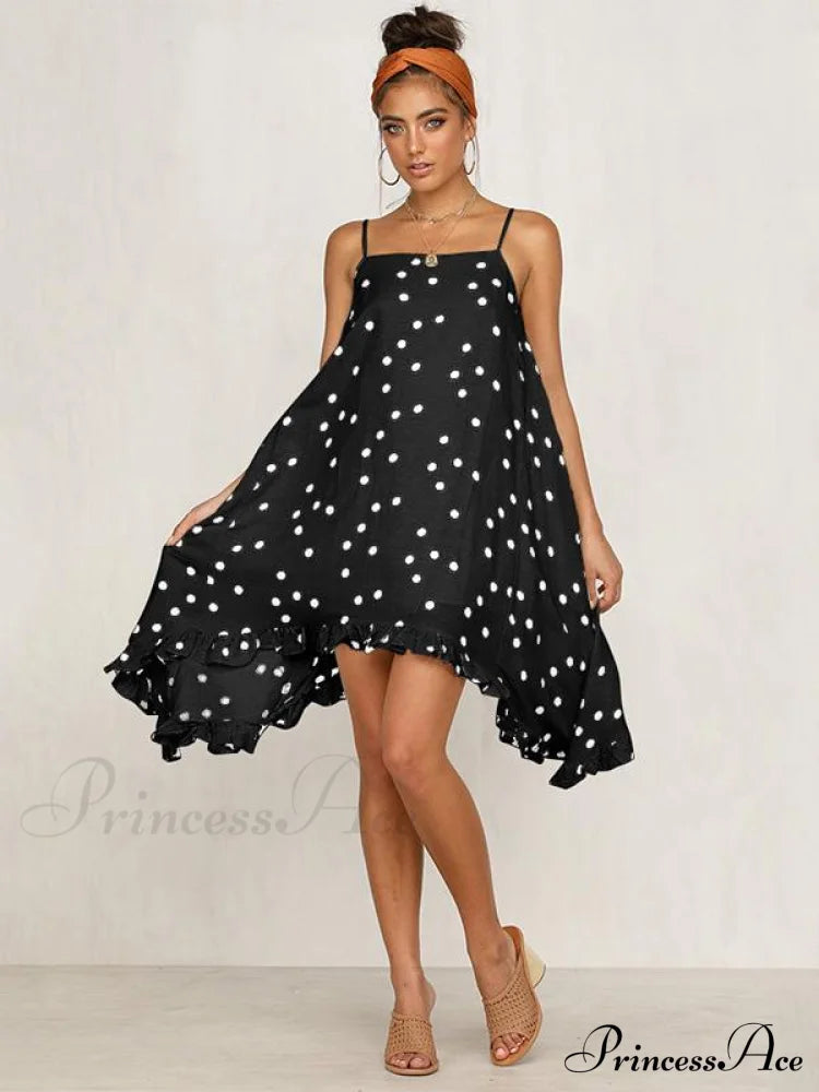 Spaghetti-Neck Gown Dot Bohemia Chiffon Mini In Warm-Season Style S / White Dresses