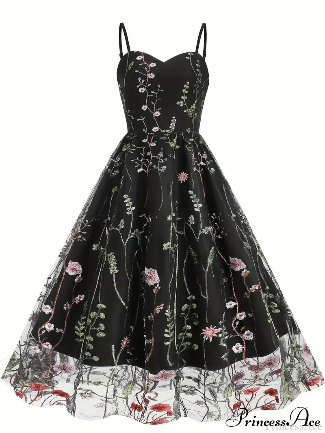 Party Mesh Flowered A Embroidery For Gown Line Summer S / Blue Black Floral Maxi Dress