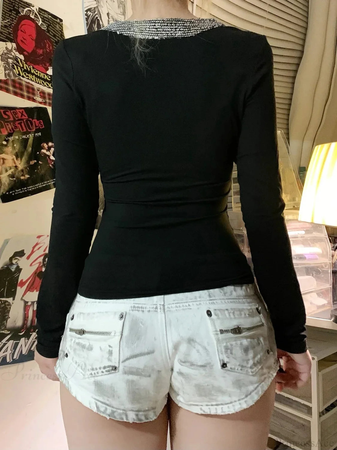 Sparkling V-neck Knit Top