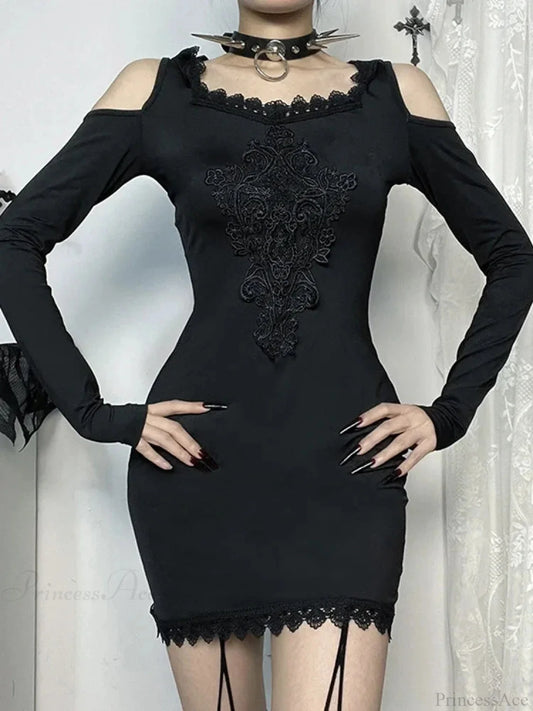 Stitched Hooded Small Dress Black / S