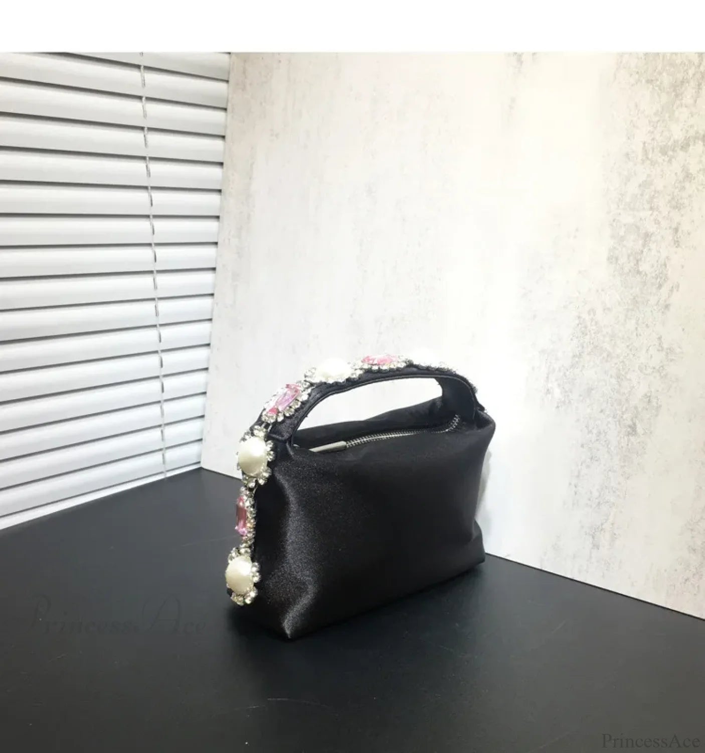 Stones Silk Phone Handbag Wristlet Black wristlet-250126