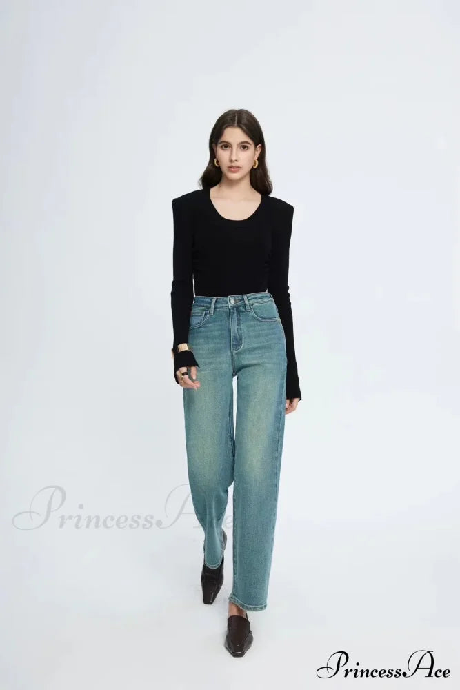 Straight Leg Denim Pant New Korean Woman Female Spring 2024 Jean