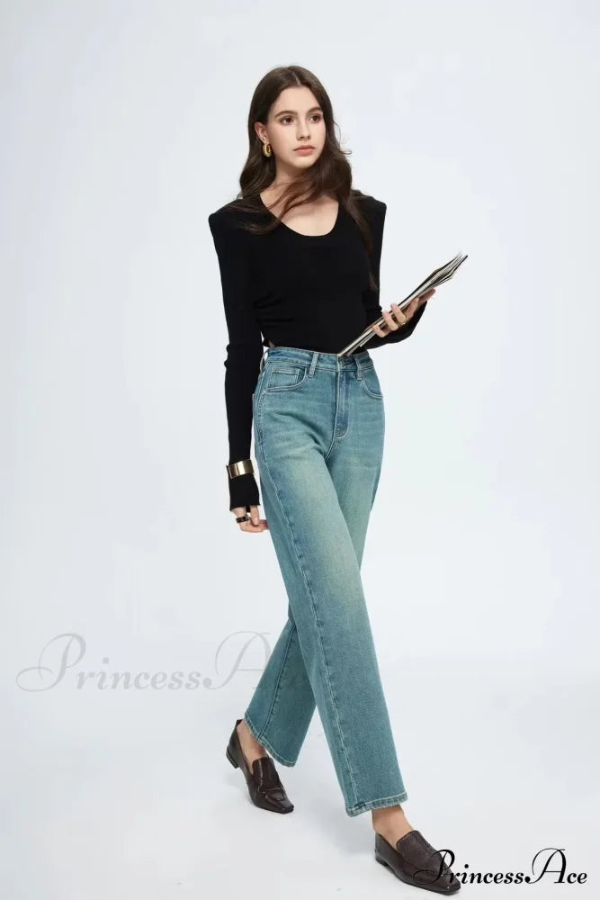 Straight Leg Denim Pant New Korean Woman Female Spring 2024 Jean