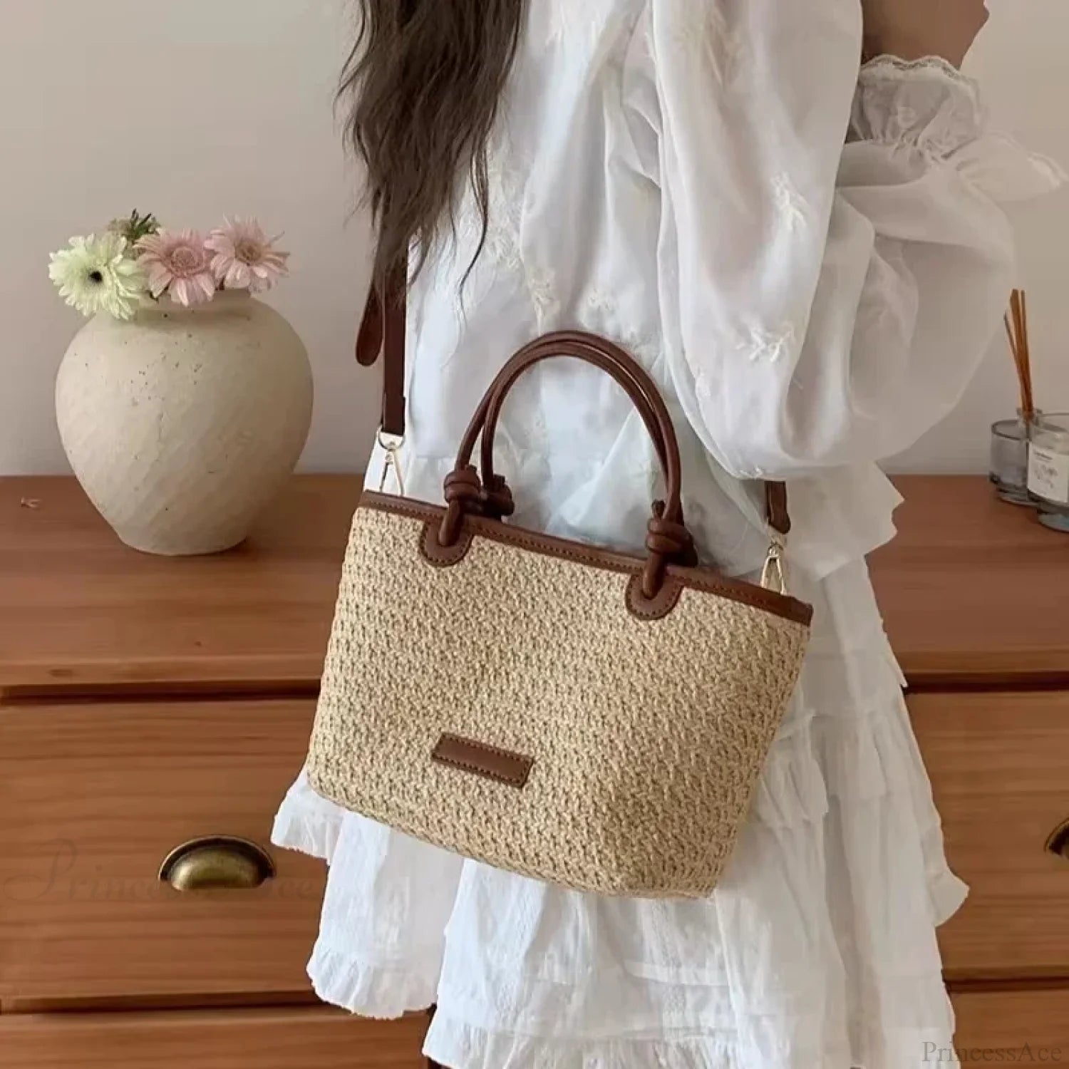 Straw Woven Rattan Summer Crossbody Brown crossbody-250126