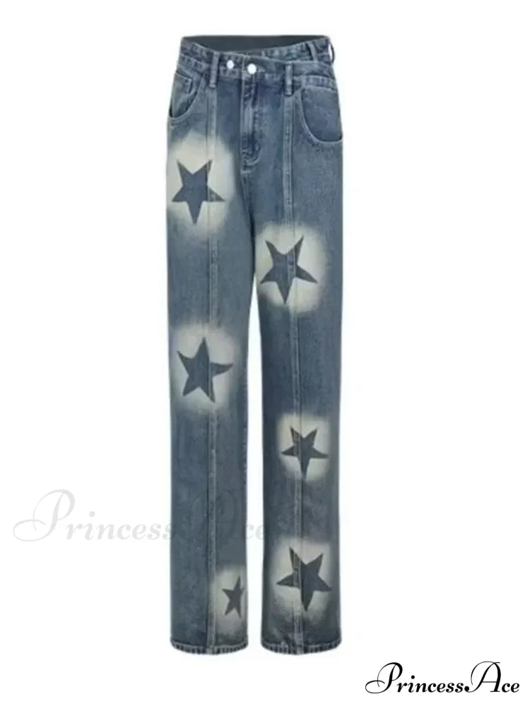 Summer High Waisted Loose Design Niche Irregular Light Colored Wide Leg Straight Women’s Jean