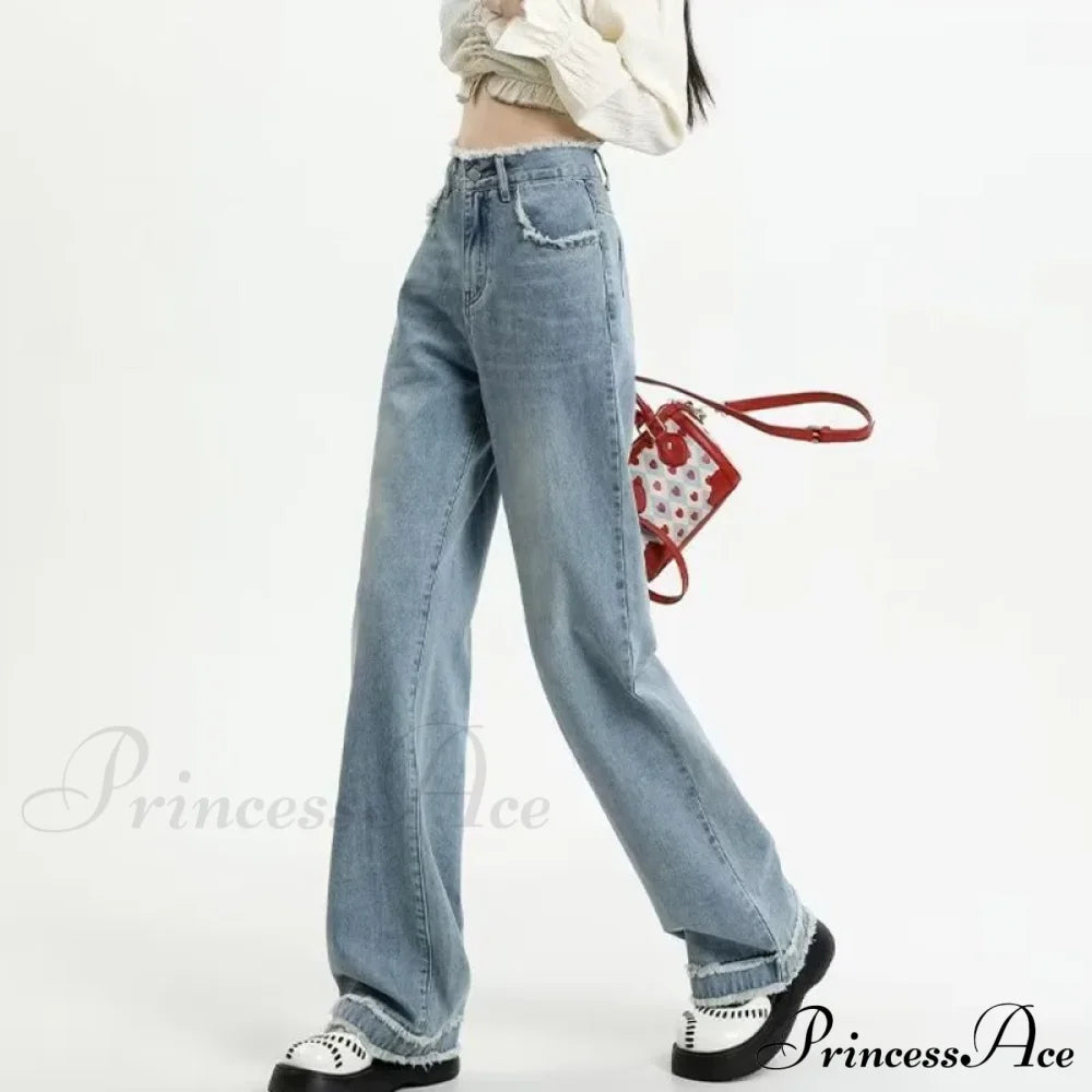 Summer Light Straight Artistic Washable Lazy Buttons Versatile New Women’s Jean