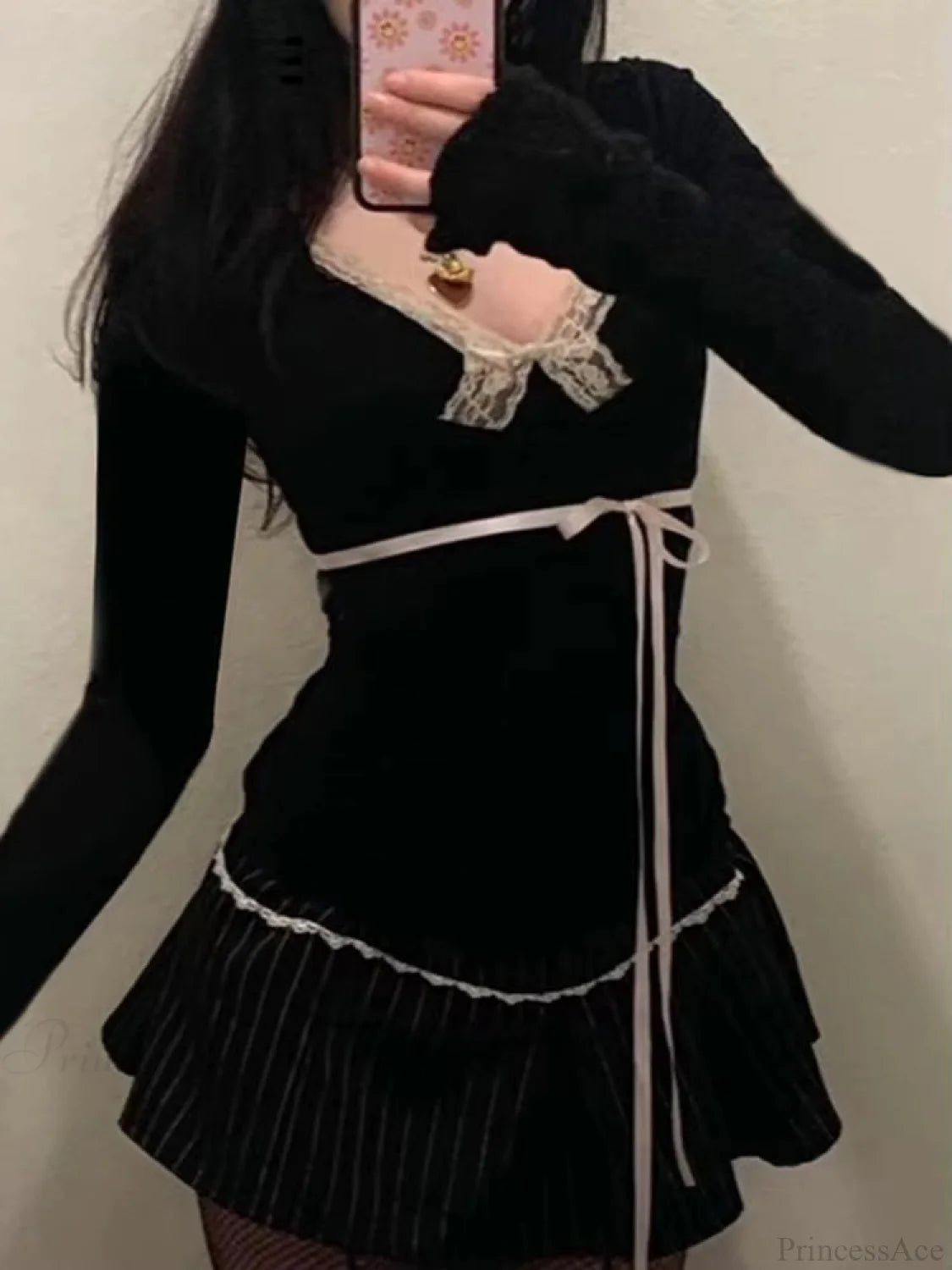 Sweet Bandage Slim Deep V-Neck Lace Trim Knit Top knittop-250126