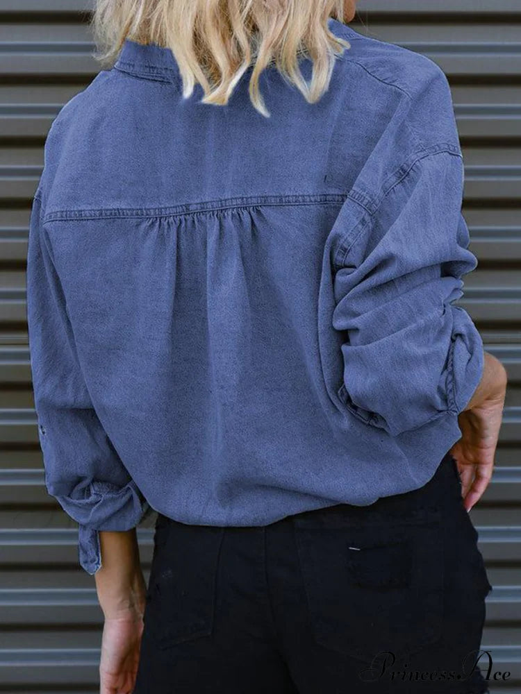 Top With Tie Denim Detail Women’s Clothing