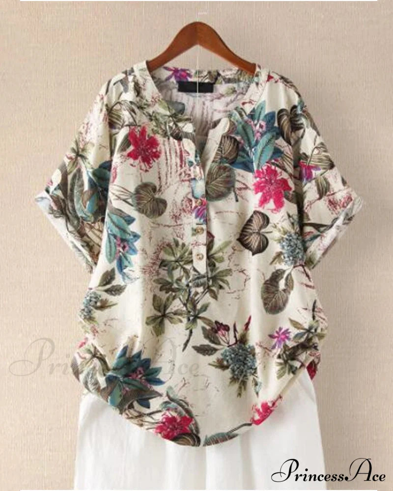 V-neck printed T-shirt Purple 23BF clothes Short Sleeve Tops T-shirts Tops/Blouses