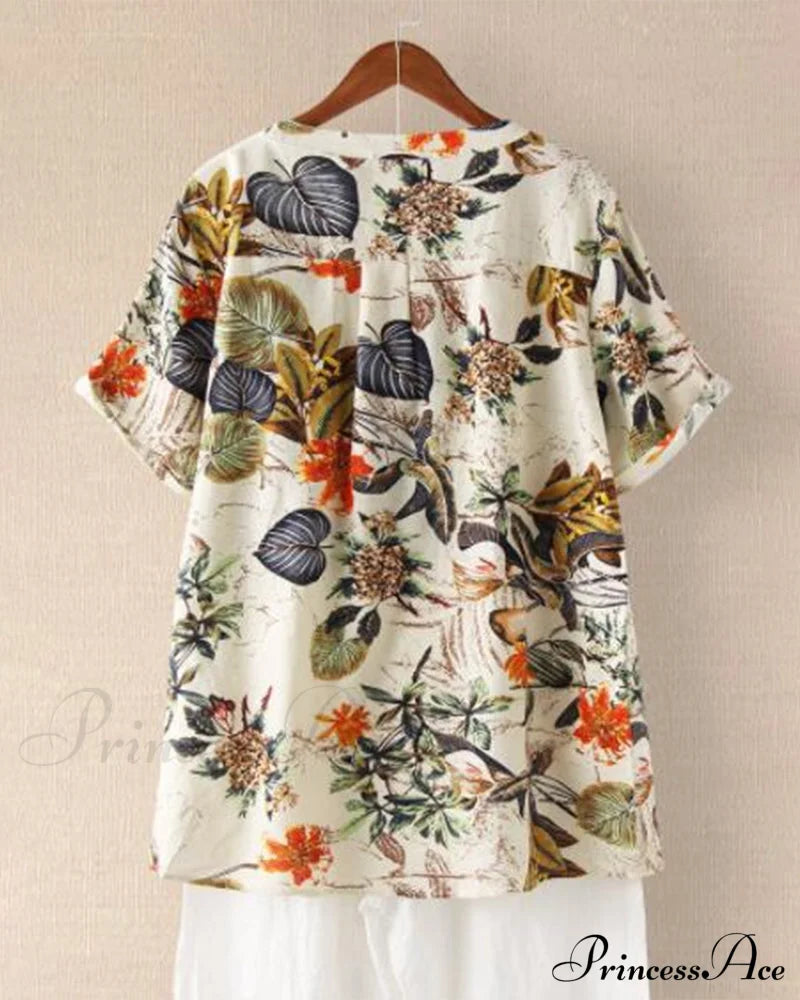 V-Neck Patterned T-Shirt T-Shirts