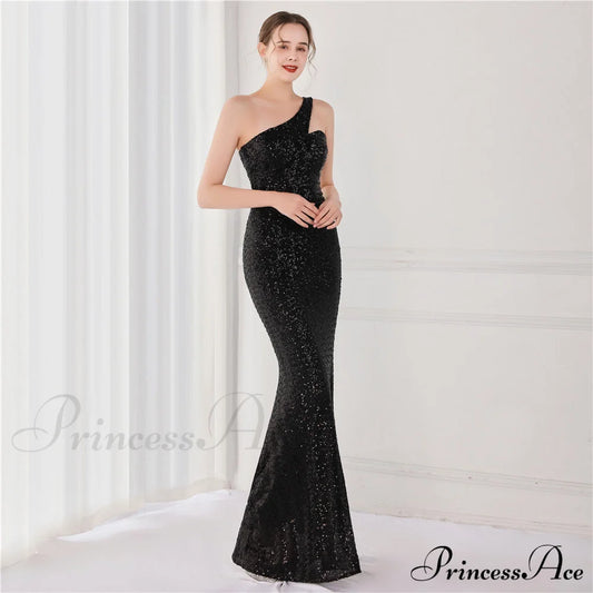 Victoria Formal One-Shoulder Sequined Fishtail Dress - Lady Occasions