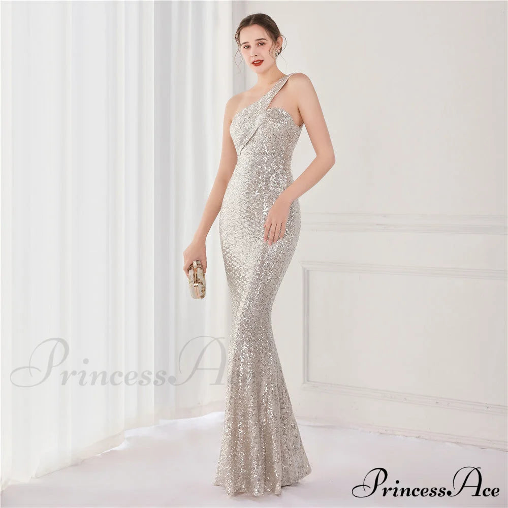 Victoria Formal One-Shoulder Charming Sequined Fishtail Dress S.o. Long Dresses