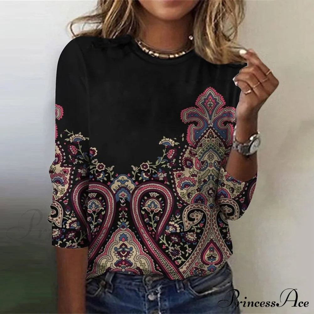 Vintage Design Ethnic Tee Blouses
