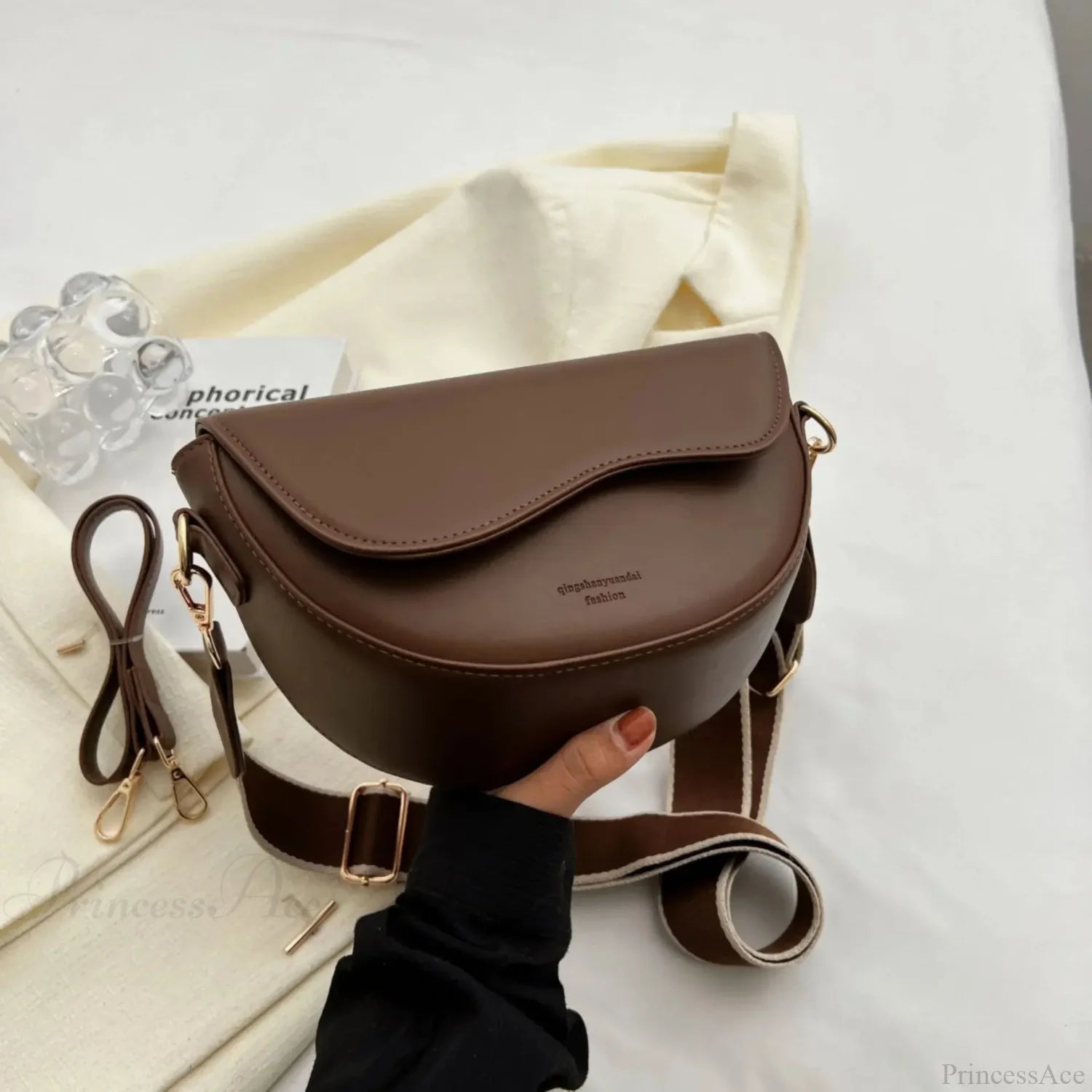 Vintage Flap Small Saddle Crossbody Coffee crossbody-250126