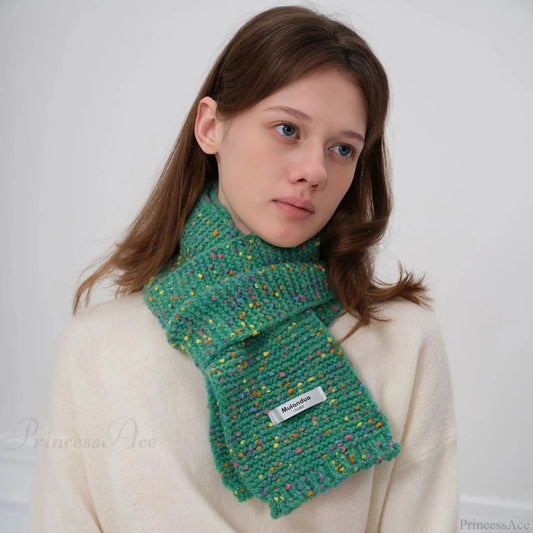 Warm Multi-Color Dot Acrylic Cashmere Small Scarf For Autumn Winter Scarfs-L