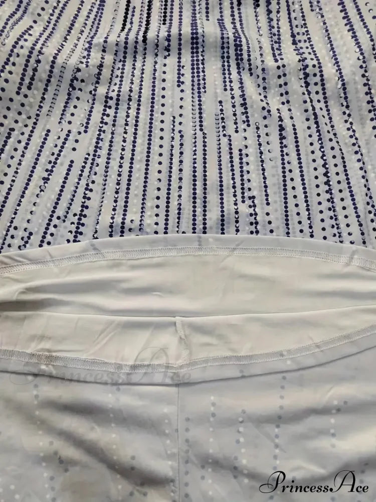 With Crew Full-Length Geometric And Design Gown Neck Long Sleeves M / Gray Blue Unique Maxi Dress