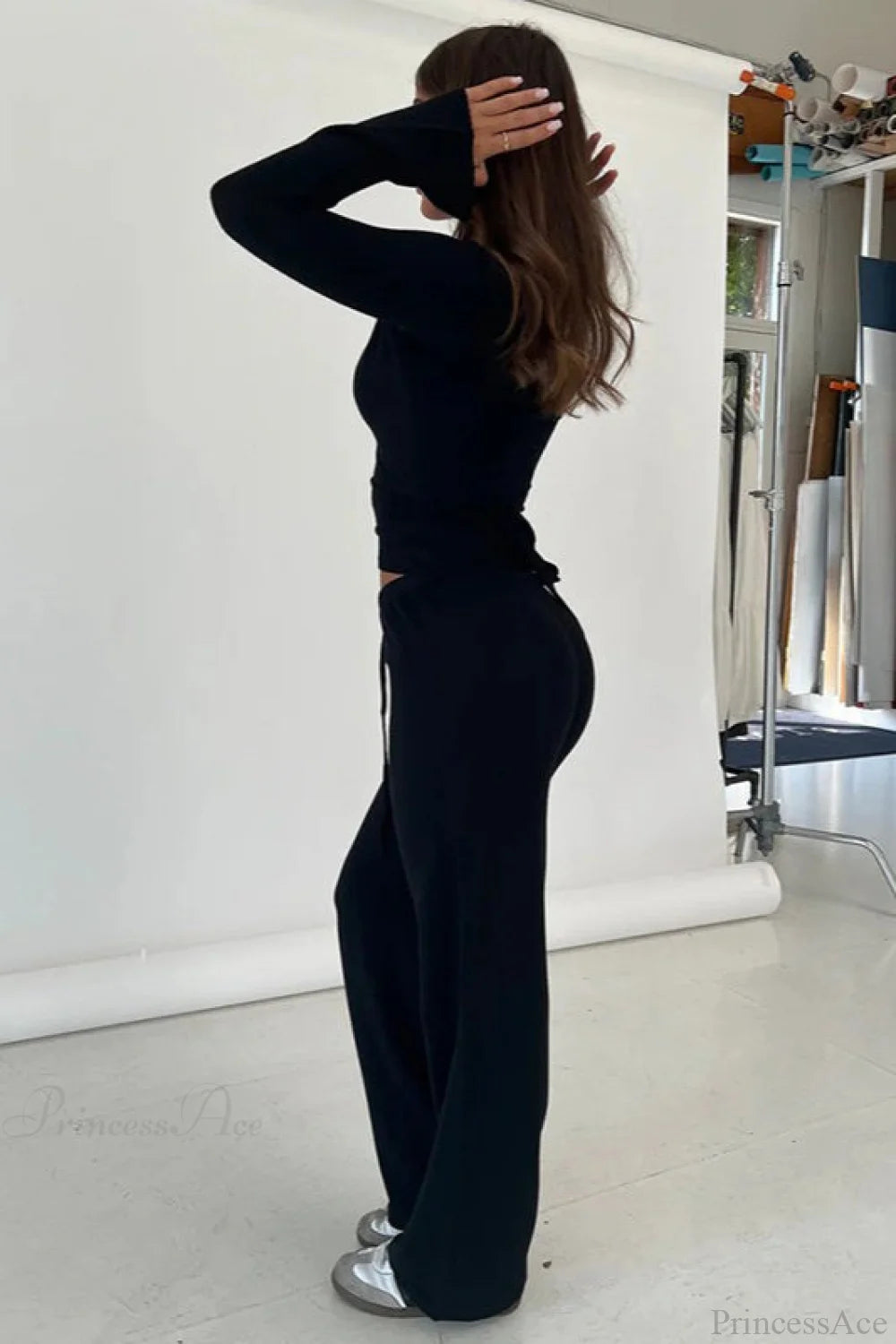 Y2K Sexy V-Neck Fitted Top Casual Pants Two Piece Set