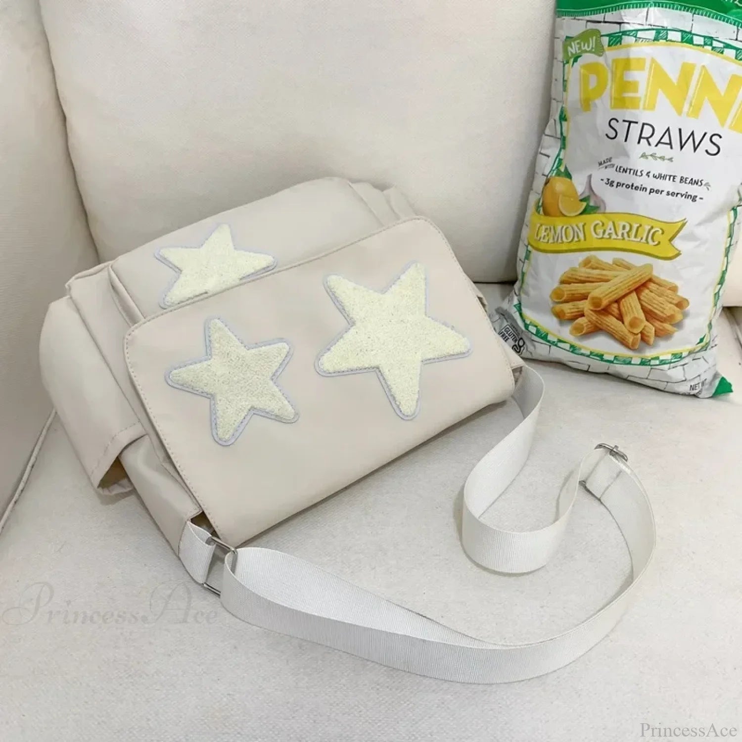 Y2K Star Pattern Crossbody Shoulder Bag White shoulder-250126
