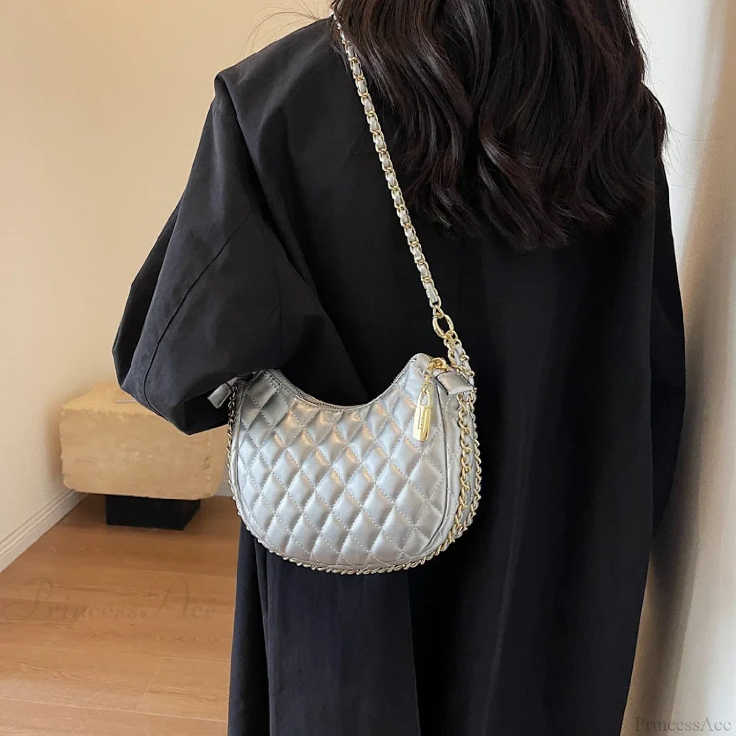 Zipper Women’s Bag Diamond Crossbody PU Leather Clutch clutchbag-250126